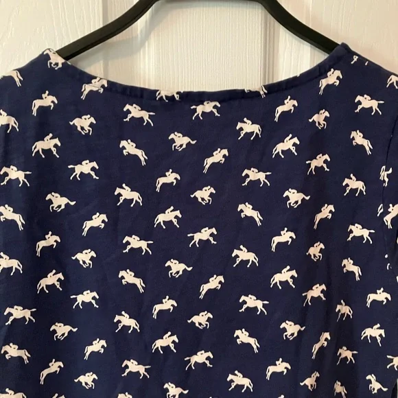 Boden Phoebe Jersey Navy 100% Cotton Casual Dress Equestrian Print Sz 10P - Picture 3 of 9